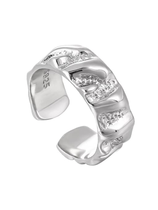 WJ017 model [adjustable size 14] 925 Sterling Silver Cubic Zirconia Geometric Vintage Band Ring